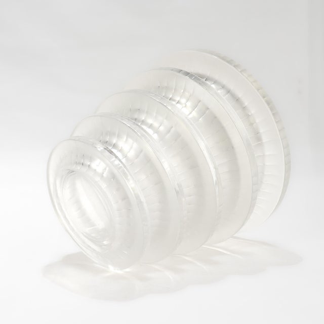 Vintage Lalique Mid-Century Marc Lalique Era 'Chevreuse' French Art Glass Vase For Sale - Image 10 of 11