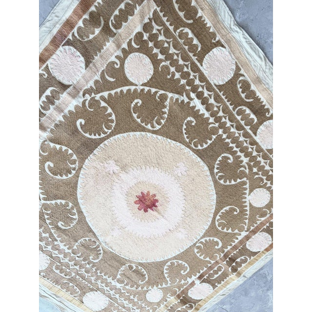 Mid-Century Modern Suzani Wall Hanging Decor - Handmade Embroidery For Sale - Image 3 of 6