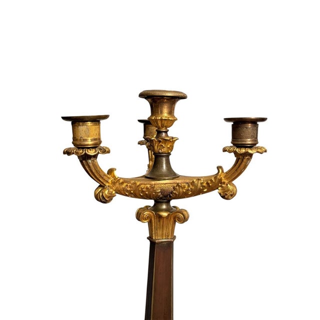 Metal French Empire Gilt Bronze Candelabras, Set of 2 For Sale - Image 7 of 9