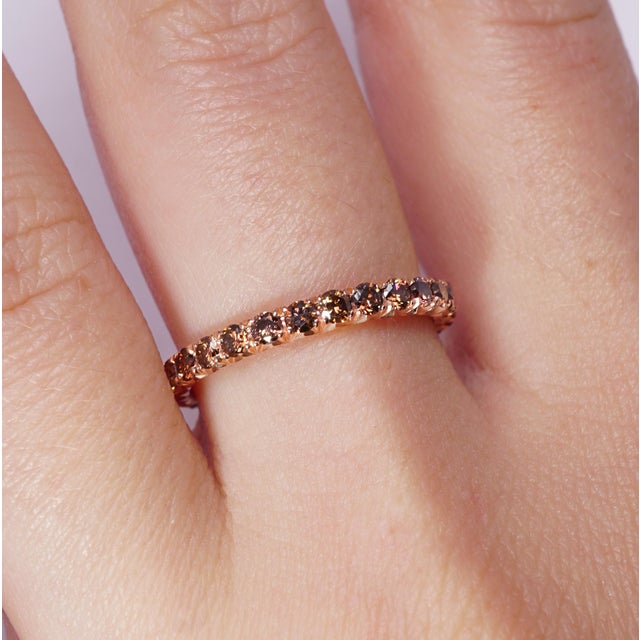 1.10 Carat Micro-Pave Fall Colors Diamond Eternity Wedding Band In Rose Gold For Sale - Image 4 of 5