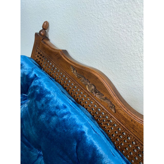 Mid 20th Century Mid 20th Century Regency Style Kimball Side Chair Cane and Velvet For Sale - Image 5 of 12