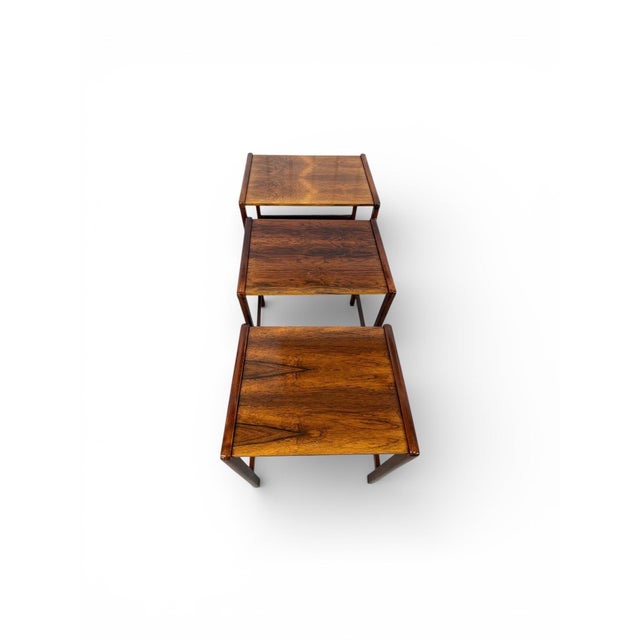 1960s Mid-Century Danish Modern Rosewood Nesting Tables - Set of 3 For Sale - Image 5 of 6