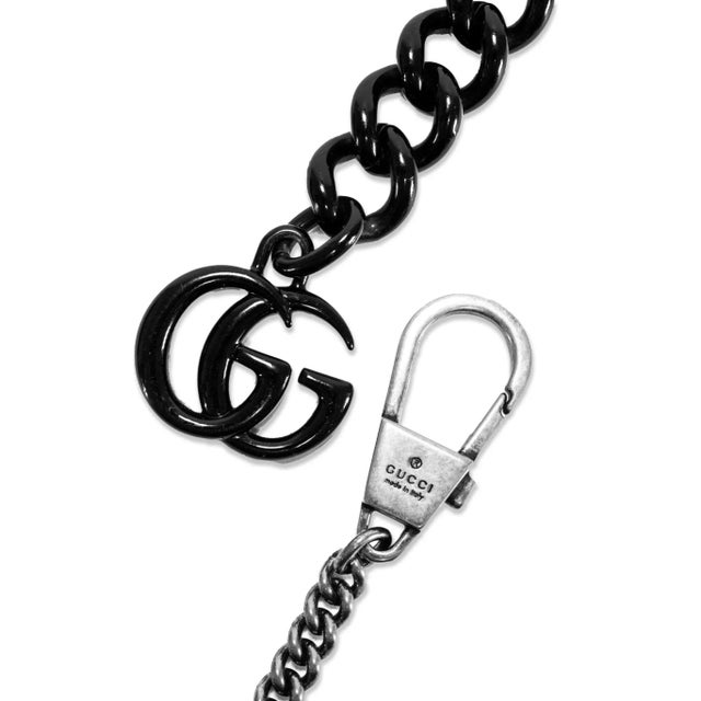 Gucci Gg Black Calfskin Matelasse Monochrome Marmont Chain Belt Bag For Sale - Image 9 of 12