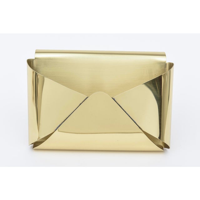 Modern Vintage Italian Brass Envelope Letter Box Desk Accessory For Sale - Image 3 of 10