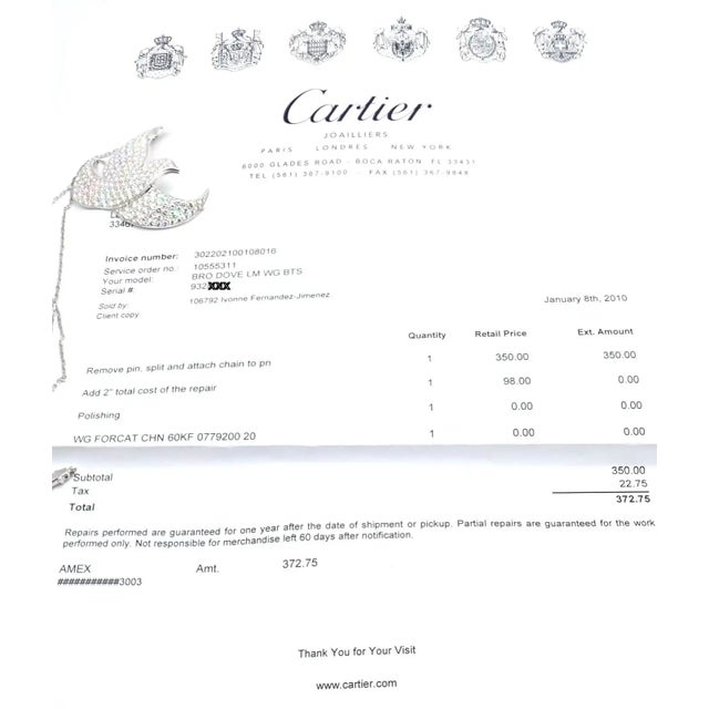 1990s Cartier Colombe De La Paix Dove of Peace Diamond White Gold Pendant Necklace For Sale - Image 14 of 16