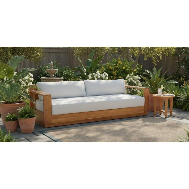 Imperial Grove Outdoor Solid Teak Wood Sofa - 84" For Sale - Image 4 of 14