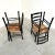 Black Mid-Century Ladder Back Dining Chairs with Wicker Seats, 1950s, Set of 4 For Sale - Image 8 of 9