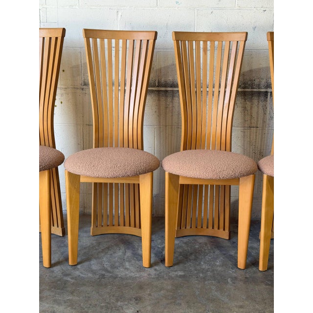 Highback Slat Dining Chairs Set of 4 New Upholstery Vintage Mid-Century Modern 1970s For Sale - Image 11 of 11