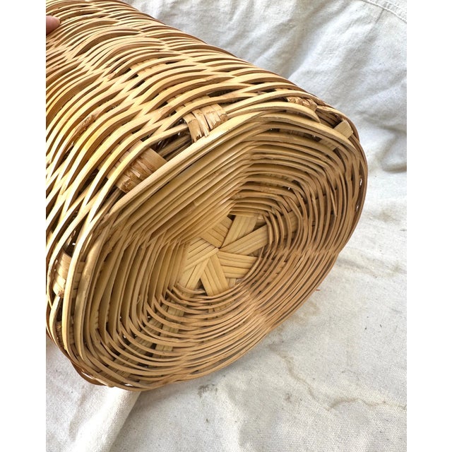 Vintage Woven Split Bamboo/Rattan Floor Vase For Sale - Image 4 of 6