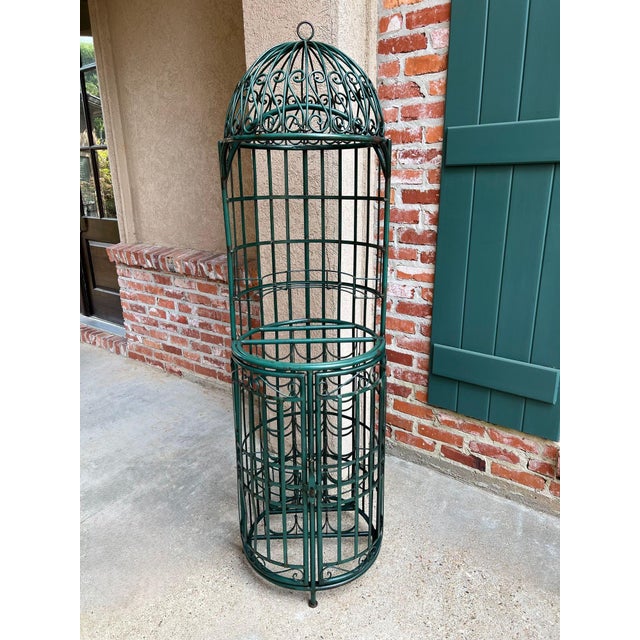 Vintage French Bistro Wine Rack Iron Birdcage Green Tall Patio Bar 21 Bottle. Direct from France, a striking vintage...