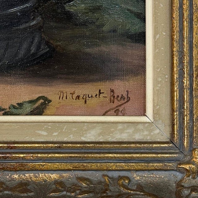 Framed Oil on Canvas, Still Life With Chrysanthemums, by M. Taquet-Beal, 1944, Belgium For Sale - Image 14 of 15