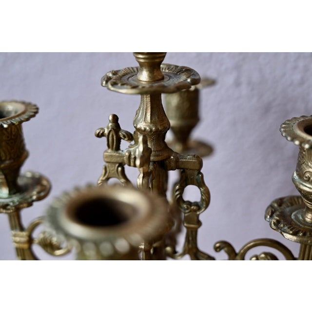 Metal Napoleon III Baroque Brass Candlesticks, 1890s, Set of 2 For Sale - Image 7 of 13