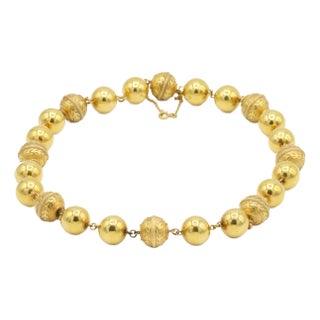 Vintage 19.2k Gold Vintage Portuguese Beads Statement Necklace For Sale