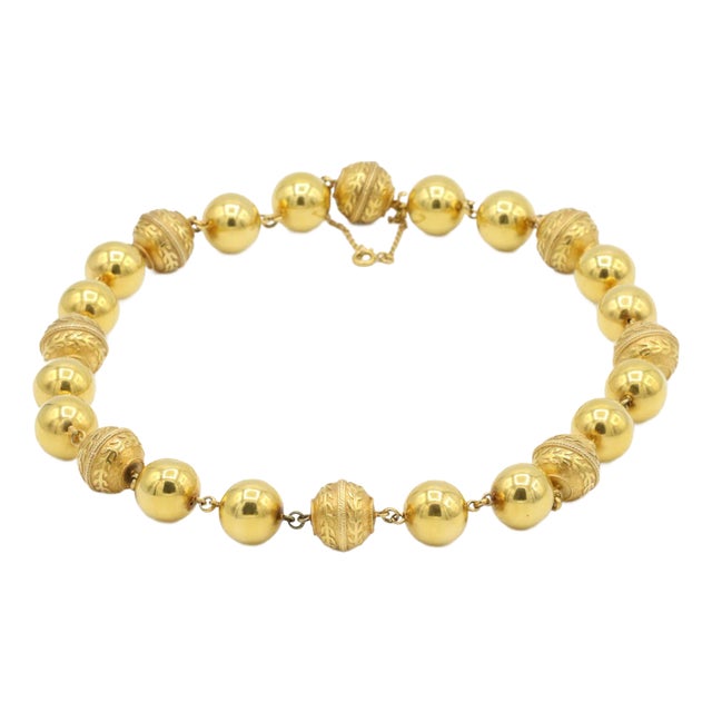 Vintage 19.2k Gold Vintage Portuguese Beads Statement Necklace For Sale