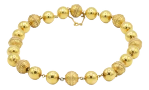 Vintage 19.2k Gold Vintage Portuguese Beads Statement Necklace