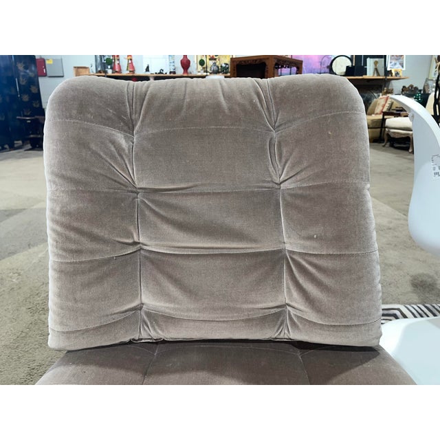 1975 Roche Bobois Gray Tufted Velvet Cantilever Chairs- Set of 2 For Sale - Image 9 of 12