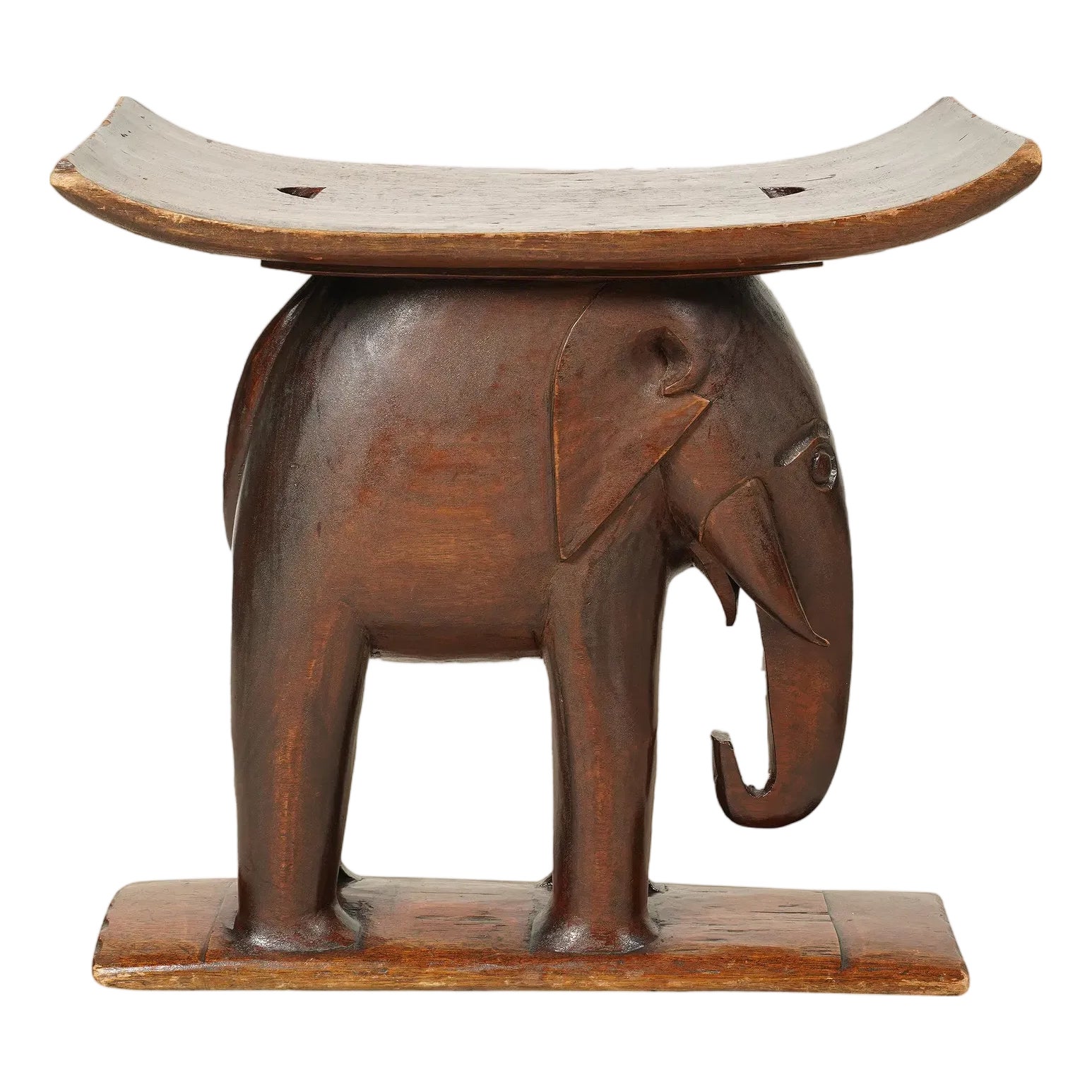 1930s African Ashanti Large Wood Elephant Stool | Chairish