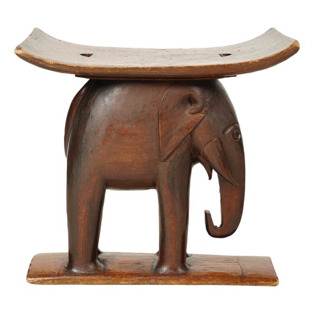 1930s African Ashanti Large Wood Elephant Stool For Sale