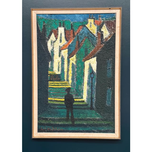 Erik Håfström, Promenad Mellan Hus, 1950s, Oil on Panel, Framed For Sale - Image 10 of 16