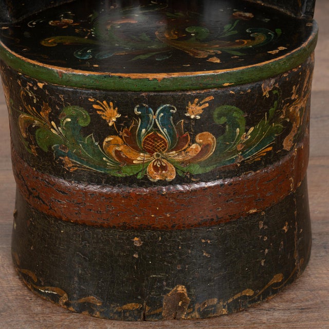 Green 19th Century Original Painted and Carved Swedish Child's Kubbestol Log Chair For Sale - Image 8 of 12