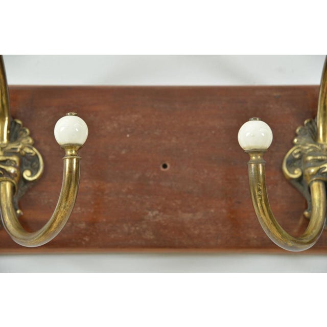 Antique 19th Century Gothic Four Hat and Coat Hooks in Brass and Ceramic, 1890s For Sale - Image 11 of 18