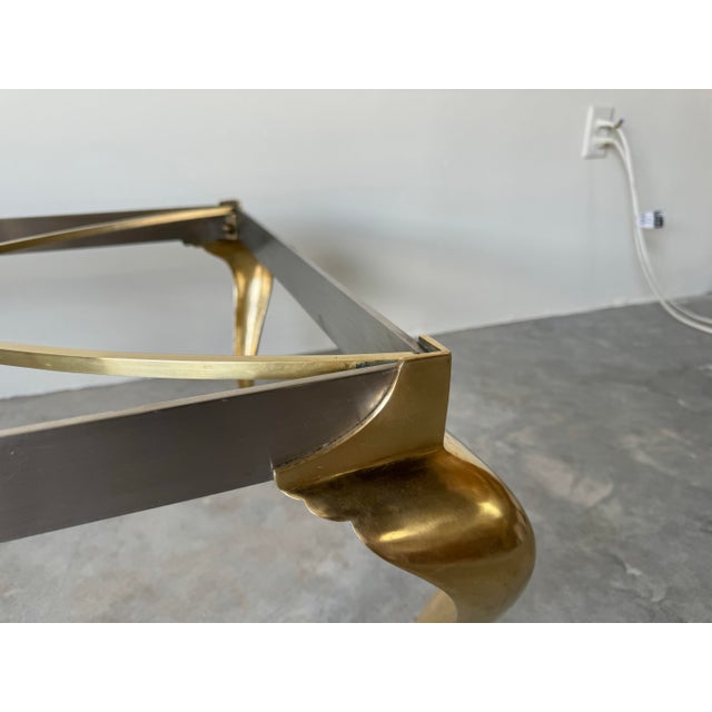 Italian Hollywood Regency Polished Steel and Brass Rectangular Coffee Table For Sale - Image 10 of 12