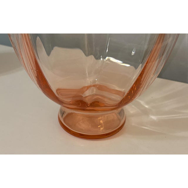 Glass Pink Depression Glass Vase For Sale - Image 7 of 10