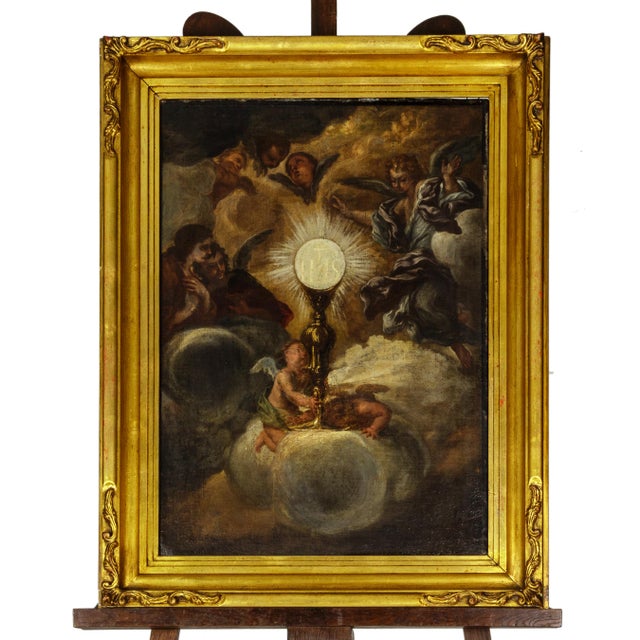 Baroque Baroque Artist, Study for Triumph of the Name of Jesus, 17th Century, Oil on Canvas, Framed For Sale - Image 3 of 12