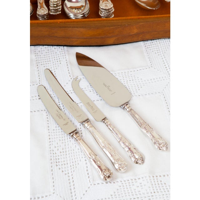 English cutlery set for 6 place settings, with serving pieces, made in Sheffield in the Kings Pattern style. Marked EPNS...