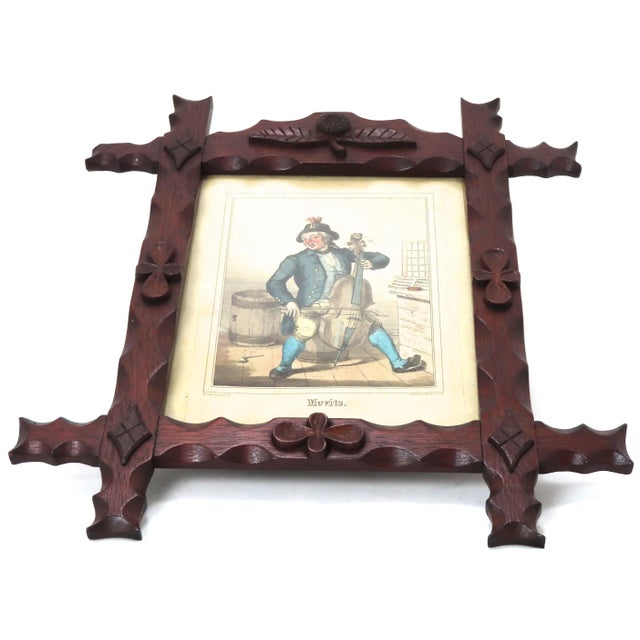Late 19th Century Antique American Victorian Folk Art Hand Carved Mahogany Picture Frame For Sale - Image 5 of 13