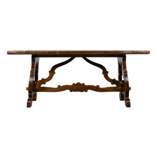Antique Spanish Renaissance Revival Walnut Trestle Dining Table For Sale