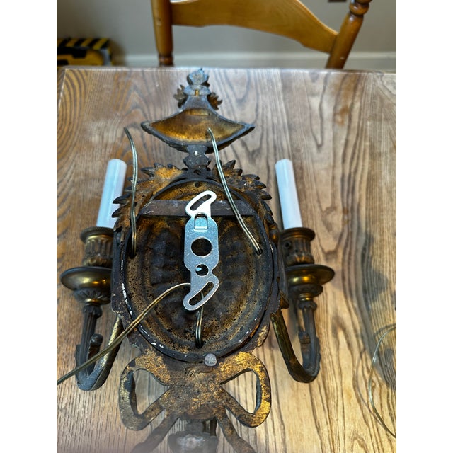 Rustic European Vintage Morant & Co. London Three Arm Brass Wall Sconces - a Pair For Sale - Image 3 of 11
