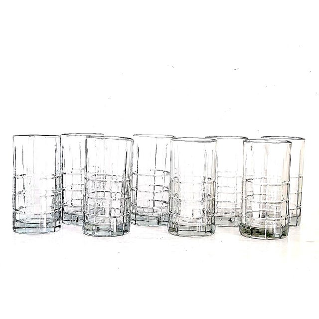 Vintage Anchor Hocking Flat Iced Tea Tumblers in Tartan (Manchester) Clear, Set of 8 For Sale In Miami - Image 6 of 10