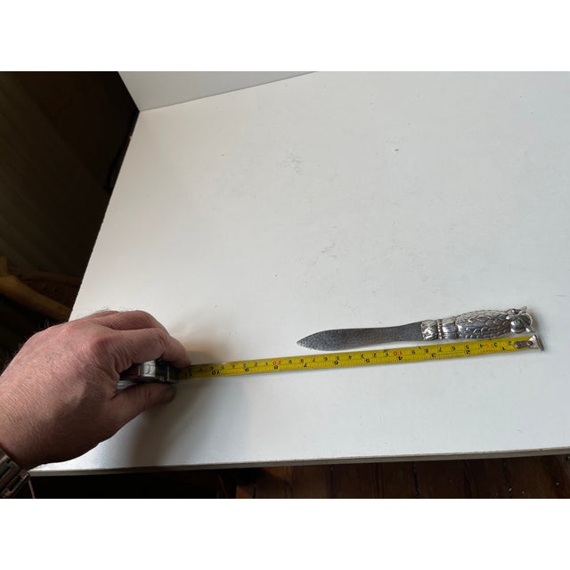 Silver Art Deco Gem Set Owl Letter Opener in Silver Plate, 1930s For Sale - Image 8 of 9