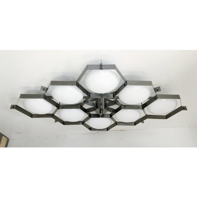 Fabio Ltd 21st Century Beehive Satin Black Nickel Glossy White Murano Flush Mount by Fabio LTD For Sale - Image 4 of 8