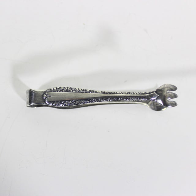 Early 20th Century Small Vintage Ornate Silver Plated Sugar Tongs For Sale - Image 5 of 8