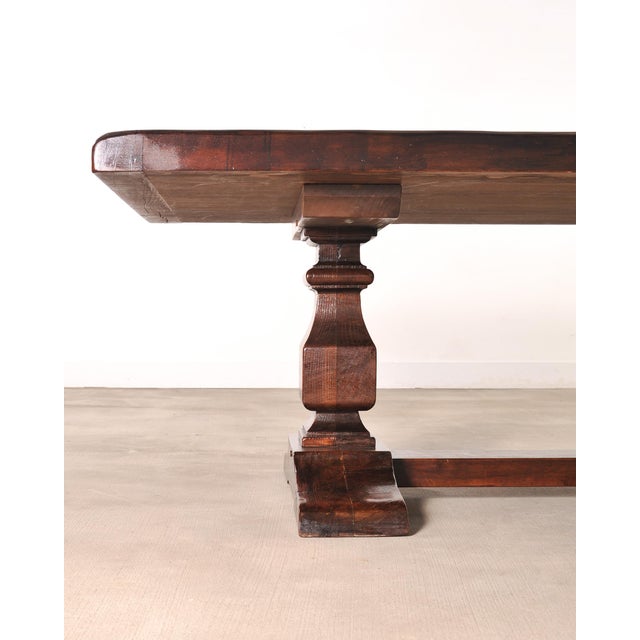 Country Italian Provincial Oak Farmhouse Trestle Dining Table 10 Ft For Sale - Image 13 of 17