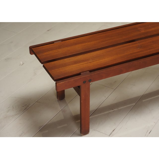 Wood Italian Slatted Bench, 1960s For Sale - Image 7 of 10