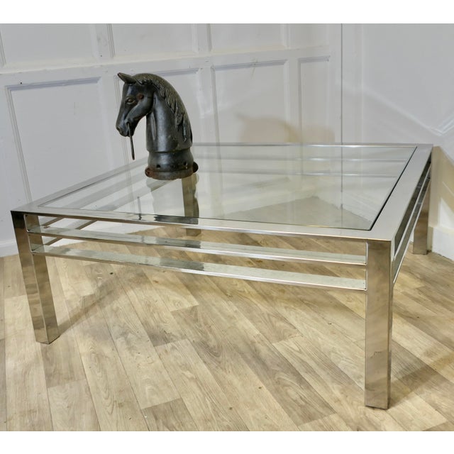 Glass Modernist Chrome Coffee Table, 1970s For Sale - Image 7 of 7