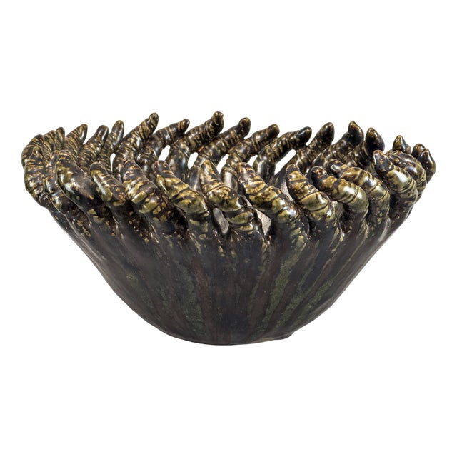 Brutalist Danish Ceramic Bowl, 1970s For Sale