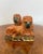 Quality pair of large antique Victorian Staffordshire lions having the original glass eyes, tan coloured coats resting on...