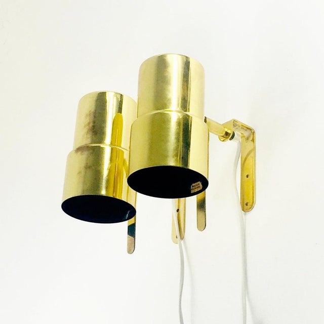 Stunning pair of polished brass wall lights/sconces designed by hans-agne jakobsson and produced by hans-agne jakobsson ab...