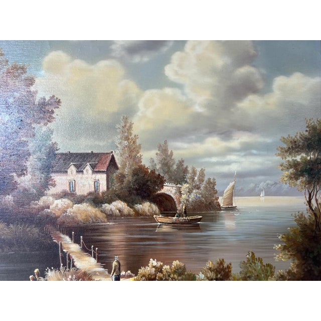 Vintage G. Closson English Cottage Oil on Canvas Painting For Sale In Miami - Image 6 of 13