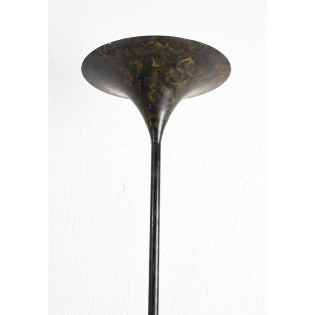 Mid-Century Italian Black Aluminum Tulip Floor Lamp with Gold Finishes, 1970s For Sale - Image 10 of 14
