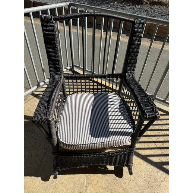 19th Century Antique Wicker Rocking Chair (By United Indurated Fibre Company), Newly Restored For Sale - Image 11 of 12