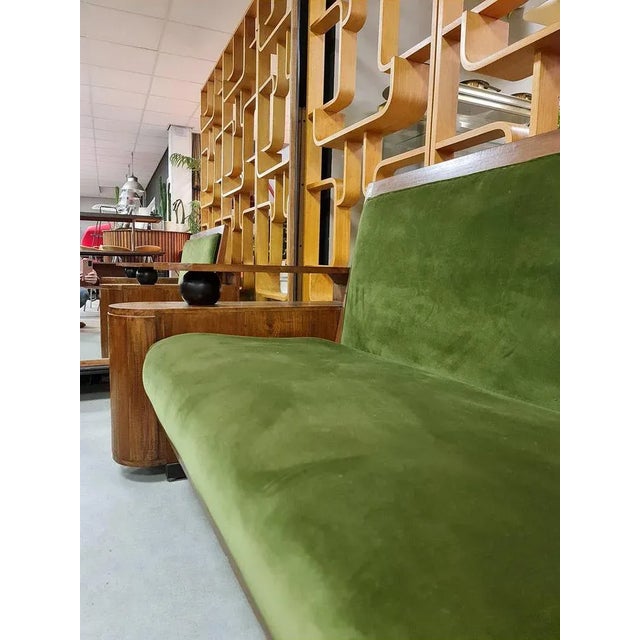 Art Deco Green Velvet Sofa For Sale - Image 6 of 9
