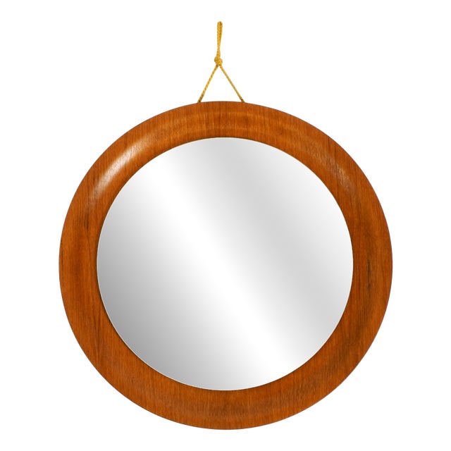 Mid-Century Modern Round Teak Wall Mirror by Ary Fanerprodukter Nybro, Sweden, 1960s For Sale
