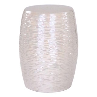 Sinclair Iridescent Grey Glaze Ripple Garden Stool For Sale