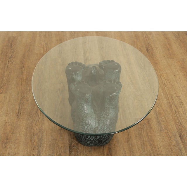 Late 20th Century Cabin Style Glass Top Black Bear Coffee Table Chairish