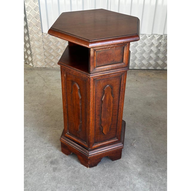 20th Century Hexagonal Side Table in Mahogany Wood, 1950s For Sale - Image 11 of 18